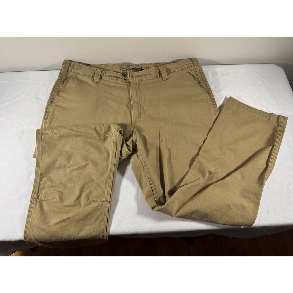 Carhartt Mens Tan Straight Fit Double Front Canvas Work Pants 42x30